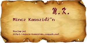 Mincz Kasszián névjegykártya